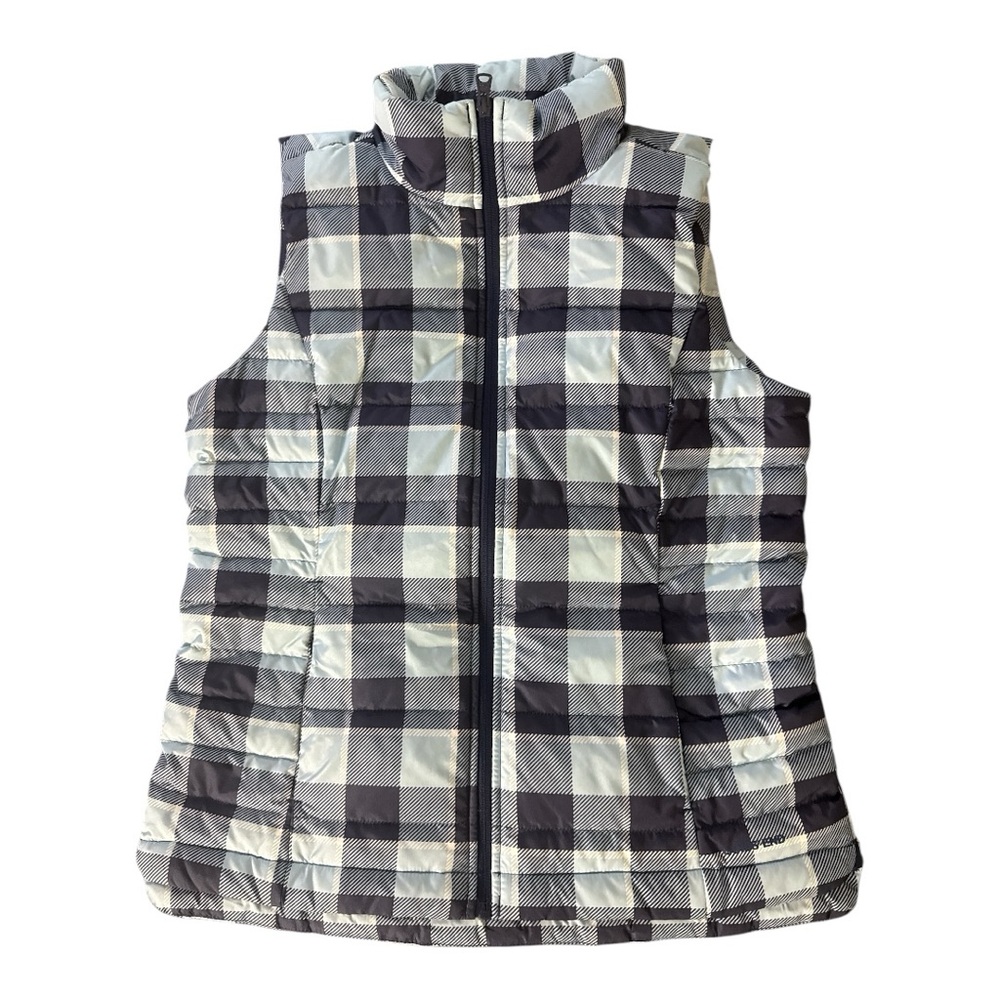 NWT Lands End Blue Plaid Quilted 600 Fill Down Vest Full Zip SMALL Cabincore